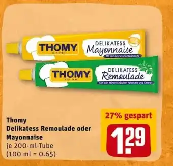 REWE City Thomy Delikatess Remoulade oder Mayonnaise 200ml Angebot