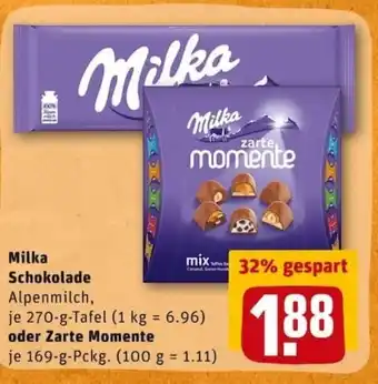 REWE City Milka Schokolade 270g oder Zarte Momente 169g Angebot