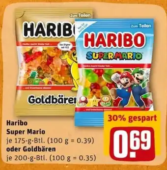 REWE City Haribo Super Mario 175g oder Goldbären 200g Angebot