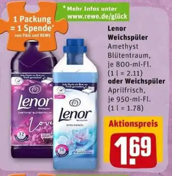 REWE City Lenor Weichspüler 800ml oder Weichspüler 950ml Angebot