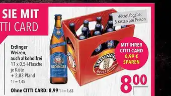 CITTI Markt Erdinger weizen, auch alkoholfrei Angebot