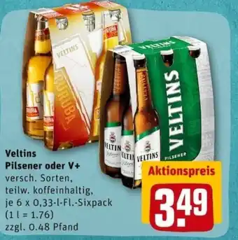 REWE City Veltins Pilsener oder V+ 6x0,33L Angebot