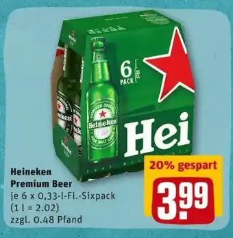 REWE City Heineken Premium Beer 6x0,33L Angebot