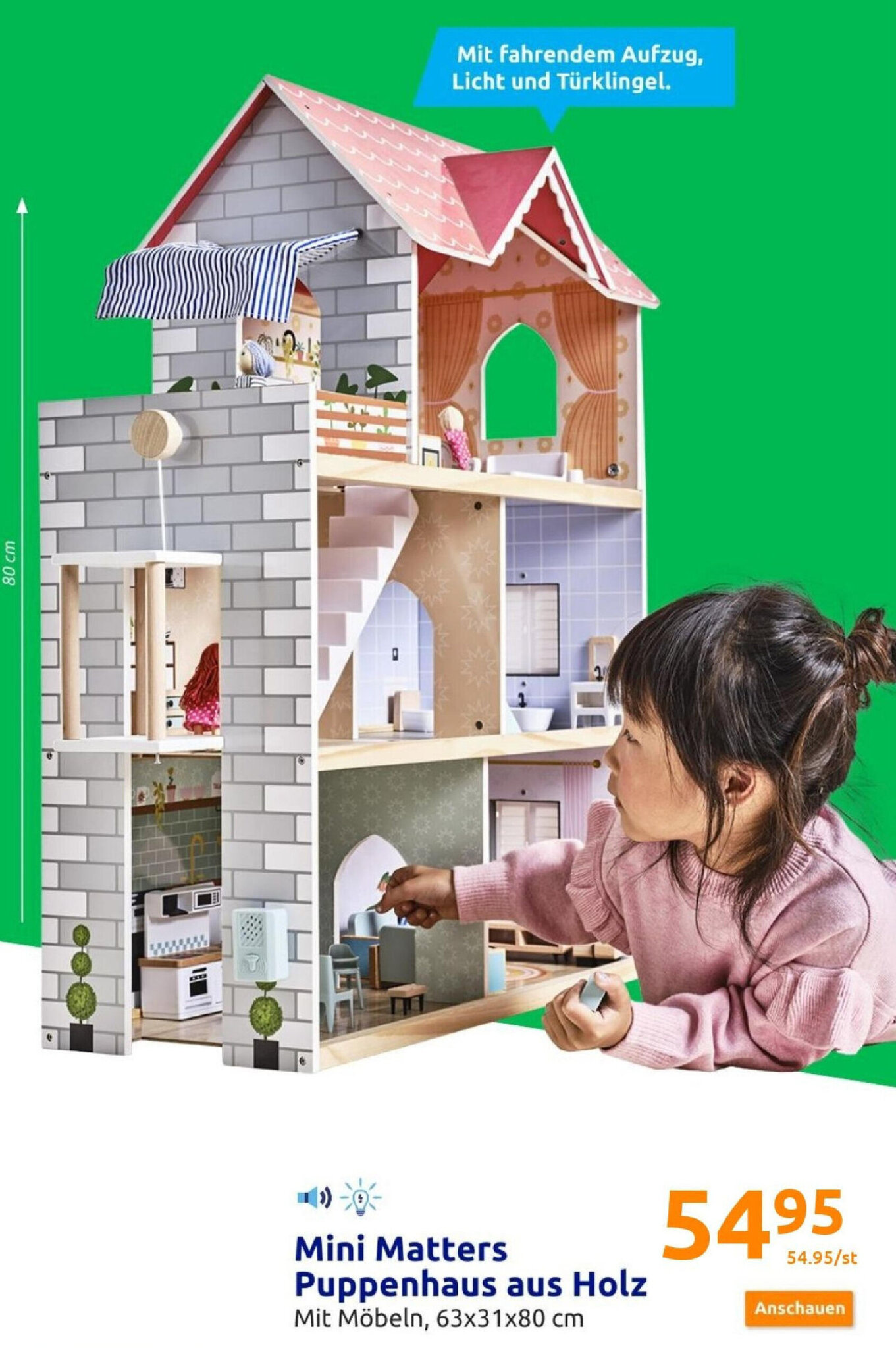 Mini Matters Toys Puppenhaus aus Holz Angebot bei Action