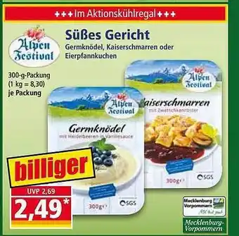 Norma Süßes gericht alpen festival Angebot