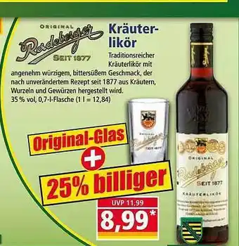 Norma Radeberger kräuterlikör Angebot