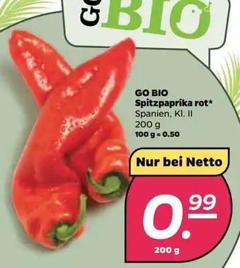 NETTO Go Bio Spitzpaprika rot 200g Angebot