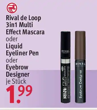 Rossmann Rival de Loop 3in1 Multi Effect Mascara oder Liquid Eyeliner Pen oder Eyebrow Designer Angebot