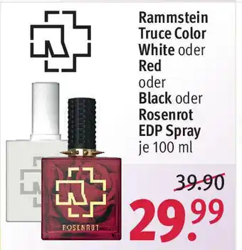 Rossmann Rammstein Truce Color White oder Red oder Black oder Rosenrot Edp Spray 100ml Angebot