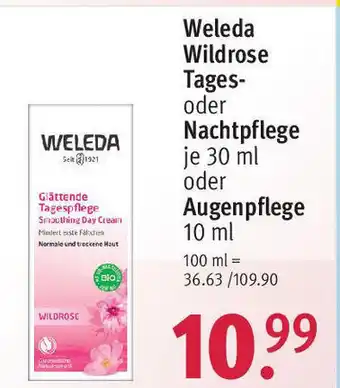 Rossmann Weleda Wildrose Tages oder Nachpflege oder Augenpflege Angebot