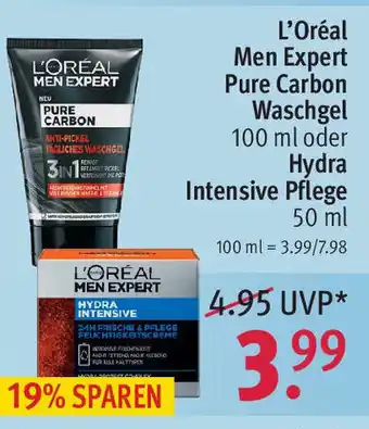 Rossmann L'Oréal Men Expert Pure Carbon Waschgel oder Hydra Intensive Pflege Angebot