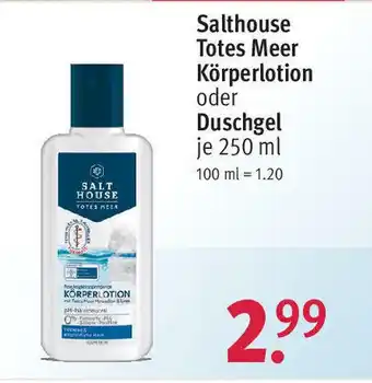 Rossmann Salthouse Totes Meer Körperlotion oder Duschgel 250ml Angebot