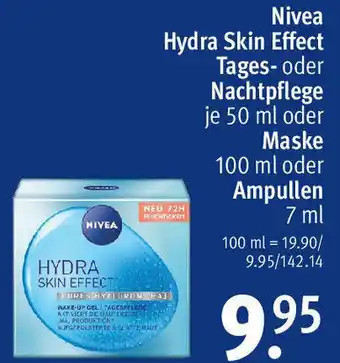 Rossmann Nivea Hydra Skin Effect Tages oder Nachtpflege 50 ml oder Maske oder Ampullen 7 ml Angebot