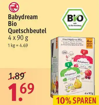 Rossmann Babydream Bio Quetschbeutel 4 x 90 g Angebot