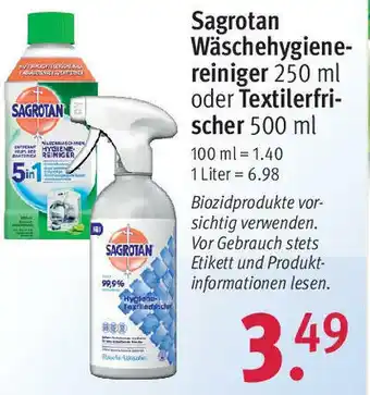 Rossmann Sagrotan Wäschehygienereiniger 250ml oder Textilerfrischer 500ml Angebot