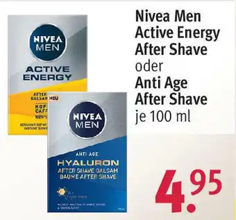 Rossmann Nivea Men Active Energy After Shave oder Anti Age After Shave 100ml Angebot