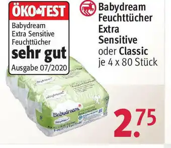 Rossmann Babydream Feuchttücher Extra Sensitive oder Classic Angebot