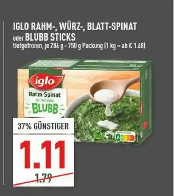 Marktkauf Iglo Rahm-, Würz-, Blatt-spinat Oder Blubb Sticks Angebot