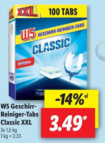 Lidl W5 Geschirr Reiniger Tabs Classic XXL 1,5kg Angebot