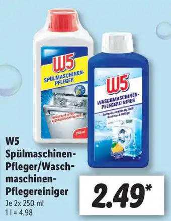 Lidl W5 Spülmaschin Pfleger/Waschmaschinen Pflegereiniger 2x250ml Angebot