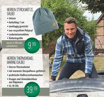 Kiebitzmarkt Herren strickmütze, salbei oder herren thermohemd, marine-salbei Angebot