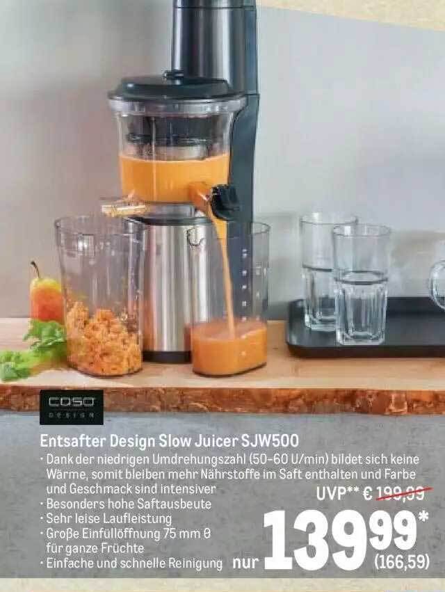 Caso entsafter design slow juicer sjw500 Angebot bei METRO