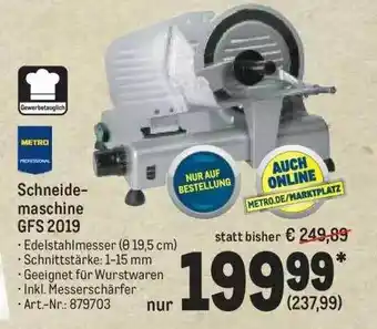 METRO Schneidemaschine gfs 2019 Angebot