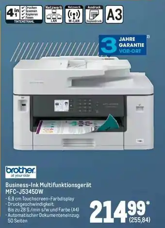 METRO Brother business-ink multifunktionsgerät mfc-j5345dw Angebot