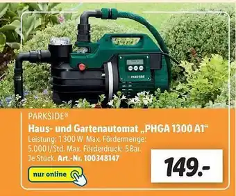 Lidl Parkside haus- und gartenautomat „phga 1300 a1“ Angebot