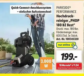 Lidl Parkside performance hochdruckreiniger „phdp 180 b2 best“ Angebot