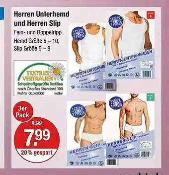 V Markt Herren unterhemd und herren slip Angebot