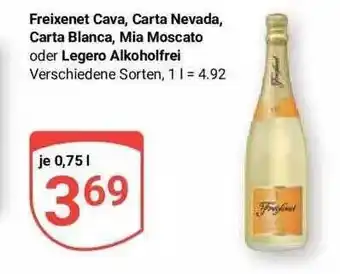 Globus Freixenet cava, carta nevada, carta blanca, mia moscato oder legero alkoholfrei Angebot