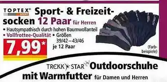 Norma Toptex sport- & freizeit-socken oder trekk star outdoorschuhe mit warmfutter Angebot