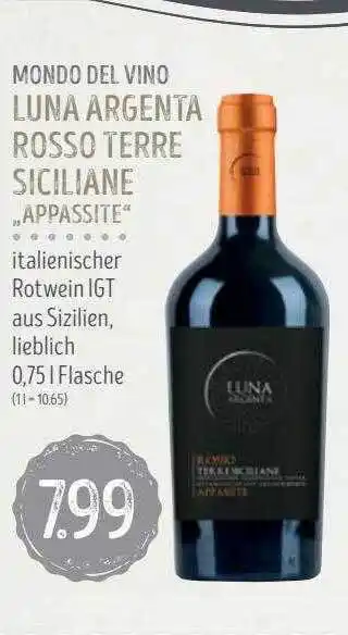 Edeka Struve Mondo del vino luna argenta rosso terre siciliane „appassite“ Angebot