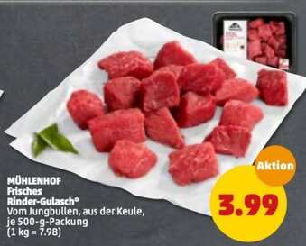 PENNY Mühlenhof Frisches Rinder Gulasch 500g Angebot