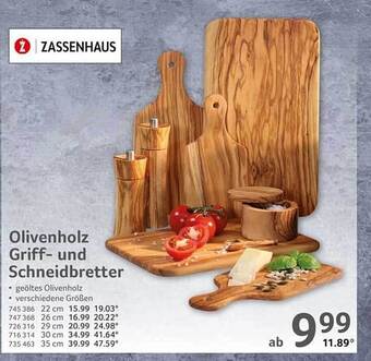 Selgros Zassenhaus olivenholz griff- und schneidbretter Angebot