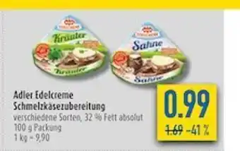 diska Adler edelcreme schmelzkäsezubereitung Angebot