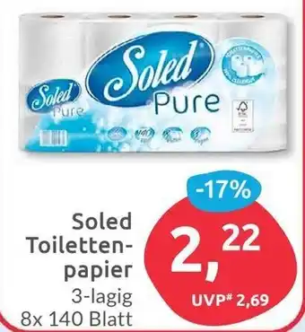 Budni Soled Toilettenpapier 3 lagig, 8x140 Blatt Angebot