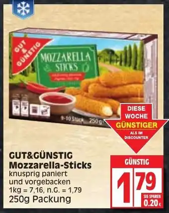Edeka Gut & Günstig Mozzarella Sticks 250g Packung Angebot