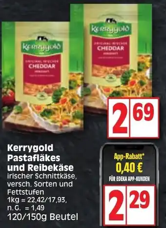 Edeka Kerrygold Pastafläkes und Reibekäse 120/150g Beutel Angebot