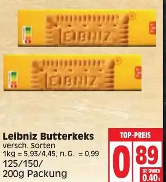 Edeka Leibniz Butterkeks 125/150/200g Packung Angebot