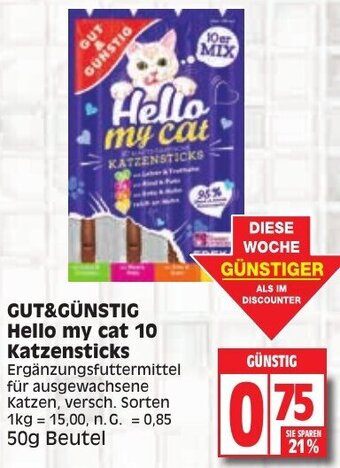 Edeka Gut & Günstig Hello my Cat 10 Katzensticks 50g Beutel Angebot