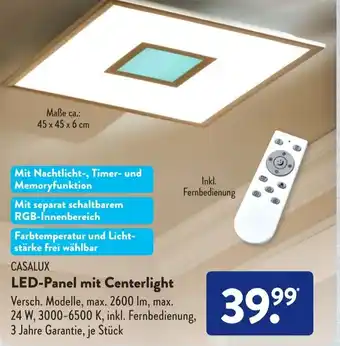 Aldi Süd Casalux LED Panel mit Centerlight Angebot