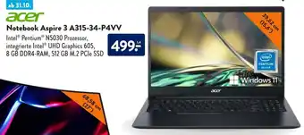 Aldi Süd Acer Notebook Aspire 3 (A315-34-P4VV) Angebot