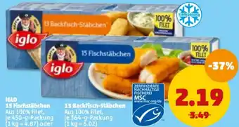 PENNY Iglo 15 Fischstäbchen 450g oder 13 Backfisch Stäbchen 364g Angebot