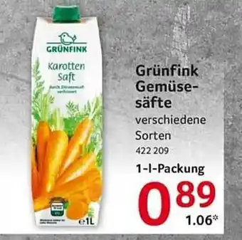 Selgros Grünfink gemüsesäfte Angebot