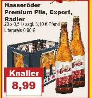 Bilgro Hasseröder premium pils, export, radler Angebot