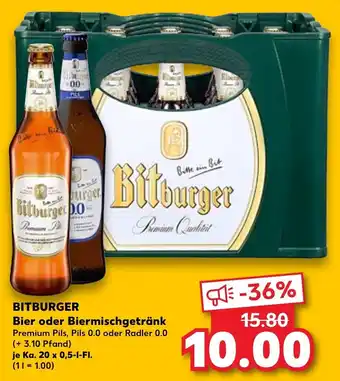 Kaufland Bitburger Bier oder Biermischgetränk Ka. 20x0,5 L-Fl. Angebot