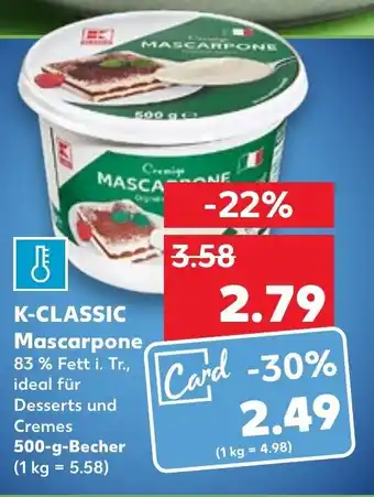 Kaufland K-Classic Mascarpone 500 g Becher Angebot