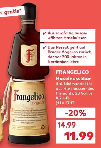 Kaufland Frangelico Haselnusslikör 0,7 L-Fl. Angebot